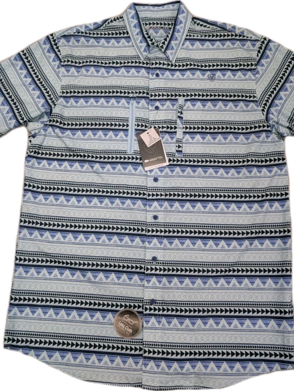 Ariat VentTEK Classic SS Shirt LT Blue Aztec Geometric NWT